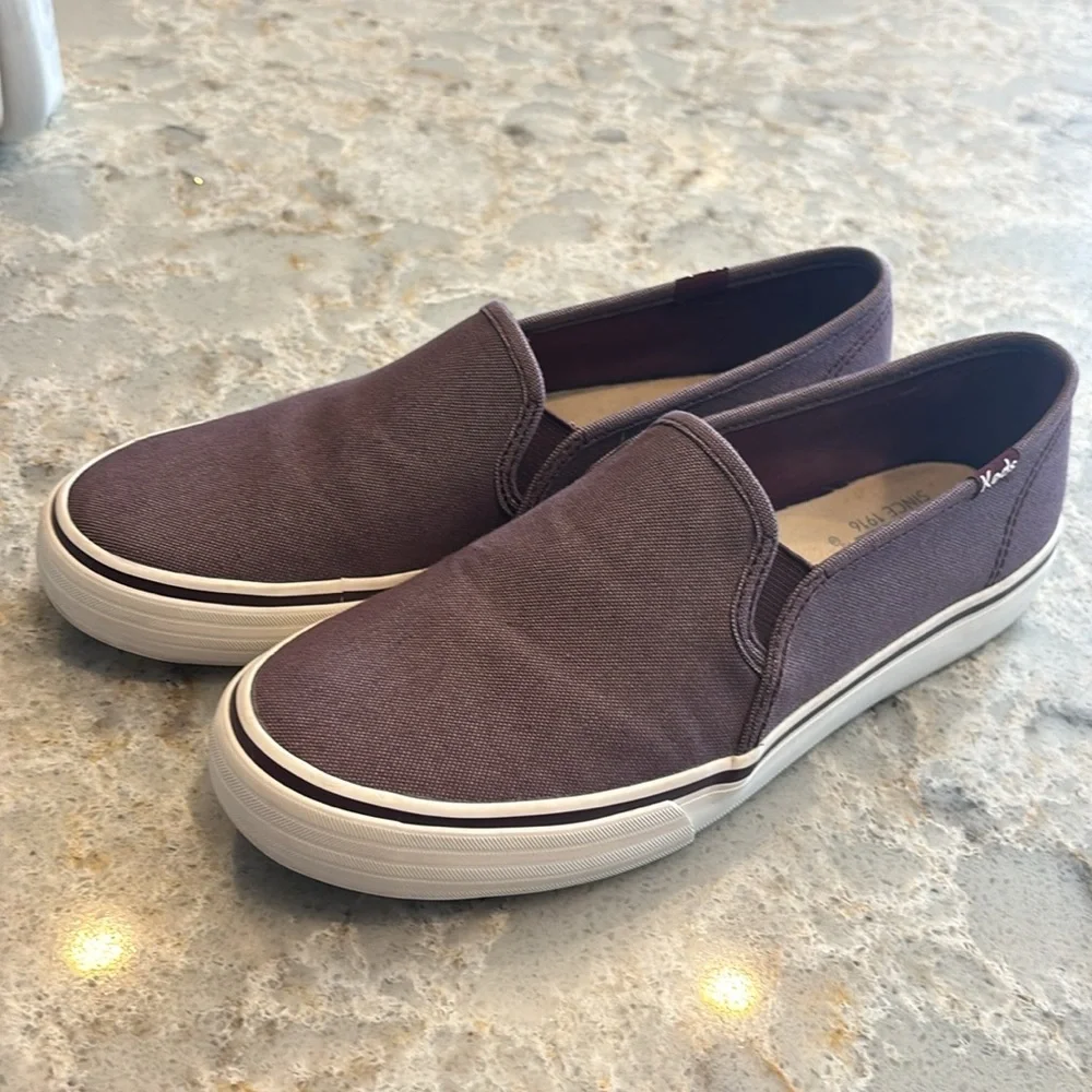 Women’s Keds Double Decker Shimmer Chambray Burgundy sneeker size 8 - Picture 2 of 8